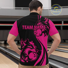 Load image into Gallery viewer, Pink Wolf Bowling Shirts for Team Men Women Custom Wolf Bowling Jerseys for Couples MBL197