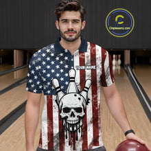 Load image into Gallery viewer, Patriotic Bowling Shirts for Team Women Men Custom Skull Bowling Jerseys for Couple MBL201