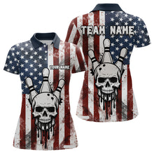 Load image into Gallery viewer, Patriotic Bowling Shirts for Team Women Men Custom Skull Bowling Jerseys for Couple MBL201