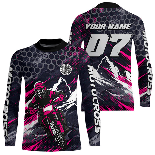 Pink Motocross Racing Jersey for Kids Women Men Dirt Bike Shirts Motorcycle Riding Shirt XM493