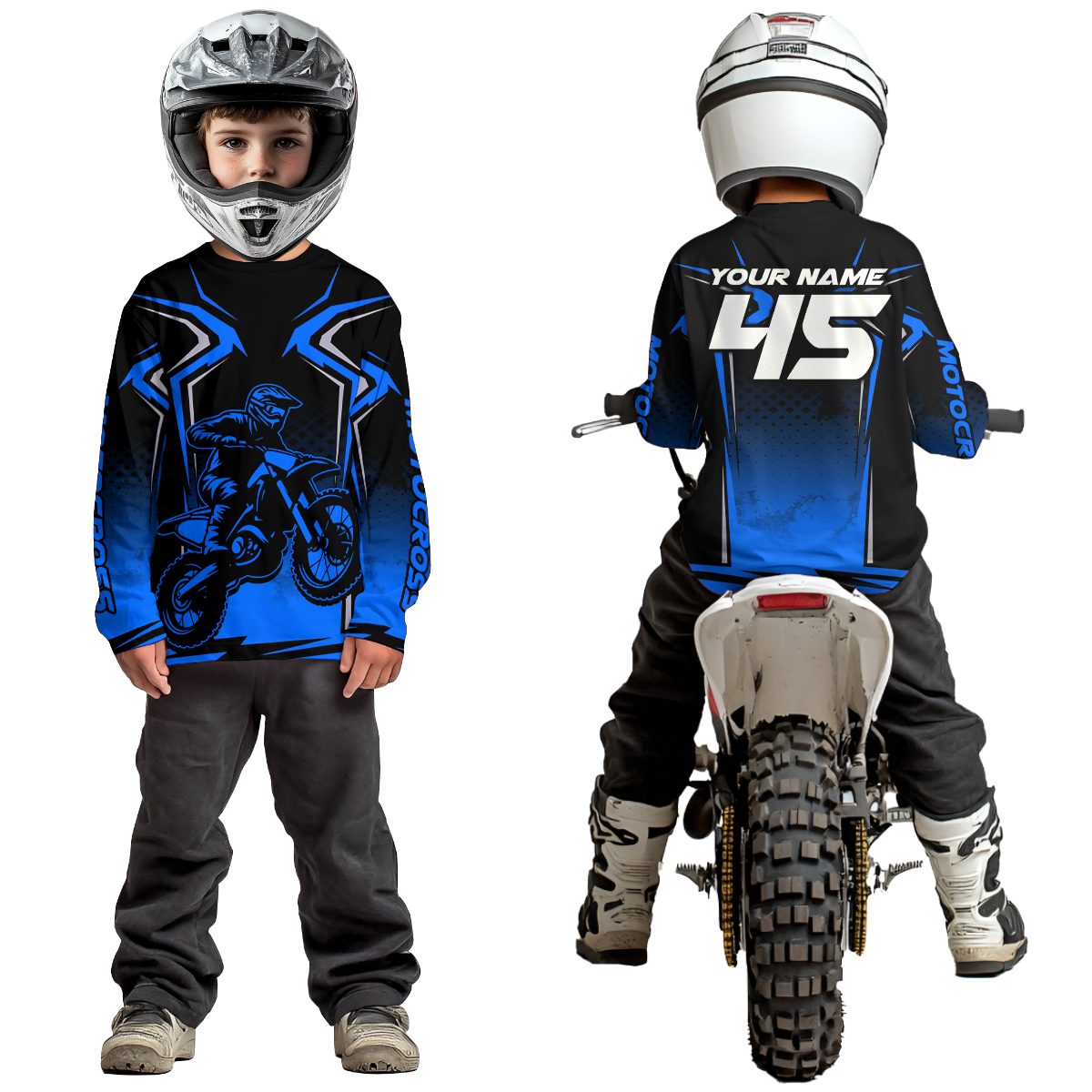 Custom Blue Motocross Racing Jersey Men Women Kid Dirt Bike Shirts Motorcycle Shirt XM442