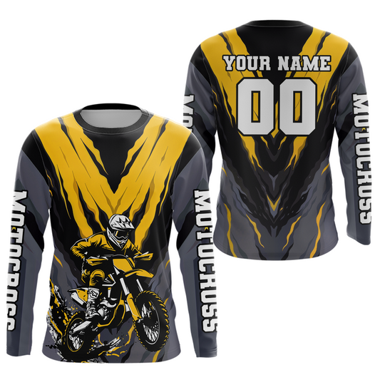 Custom Yellow Motocross Racing Jersey for Men Women Kid Dirt Bike Shirts Riding Shirt XM443