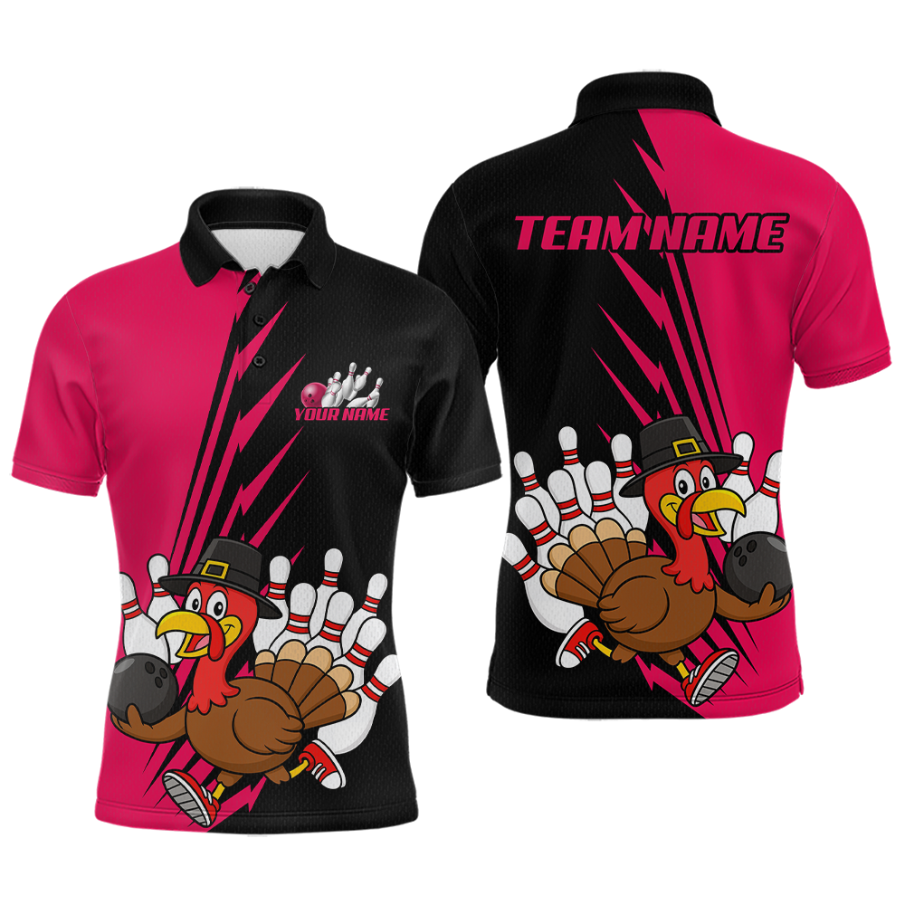 Pink Turkey Bowling Shirts for Women Men Team Custom Bowling Jerseys Thanksgiving MBL180