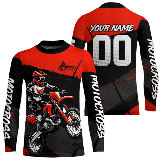 Red Motocross Jersey for Men Women Kid Dirt Bike Shirts Custom Off road Riding Shirt XM463