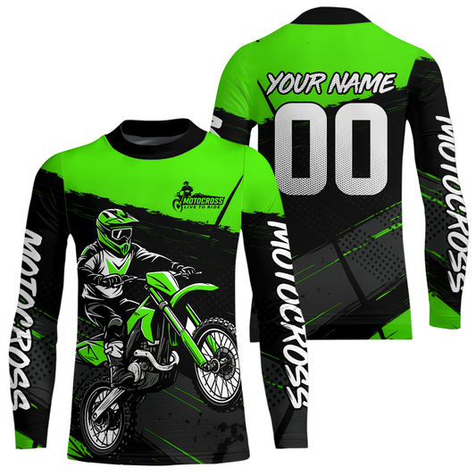 Green Motocross Jersey for Men Women Kid Dirt Bike Shirts Custom Off road Riding Shirt XM463