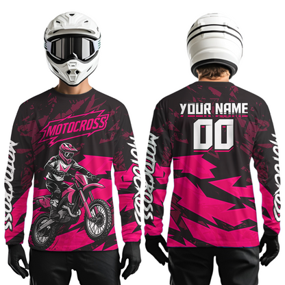 Pink Custom Motocross Racing Jersey Men Women Kid Dirt Bike Shirts Off road Shirt XM468