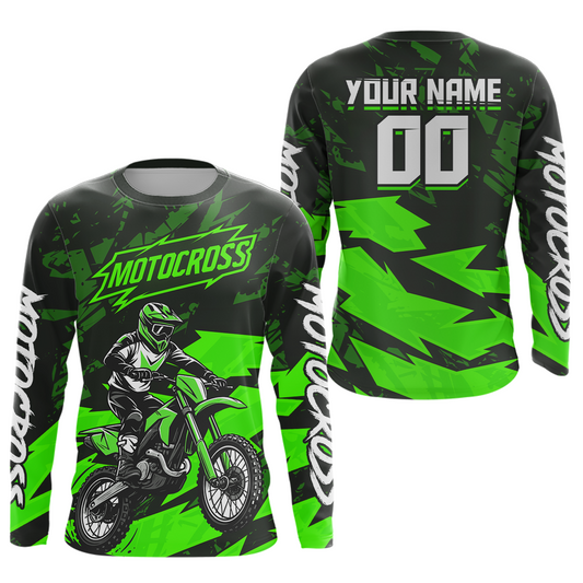Green Custom Motocross Racing Jersey Men Women Kid Dirt Bike Shirts Off road Shirt XM468