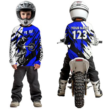 Custom Blue Motocross Racing Jersey Custom Women Kid Men Dirt Bike Off road Shirt XM472