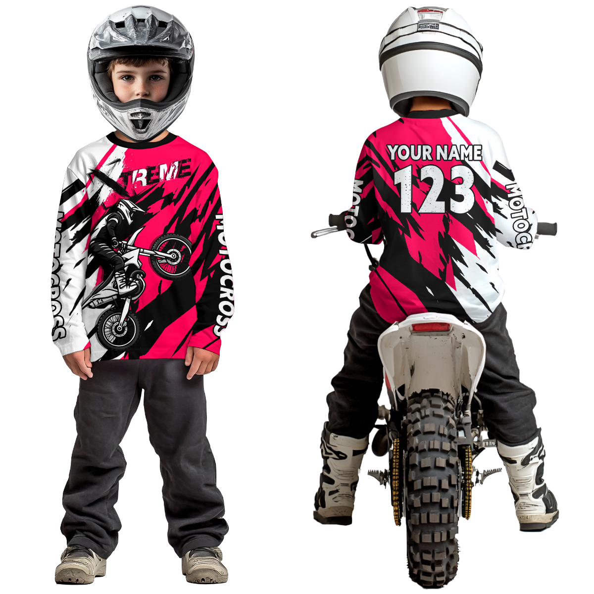 Custom Pink Motocross Racing Jersey Custom Women Kid Men Dirt Bike Off road Shirt XM472