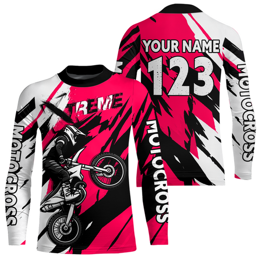 Custom Pink Motocross Racing Jersey Custom Women Kid Men Dirt Bike Off road Shirt XM472