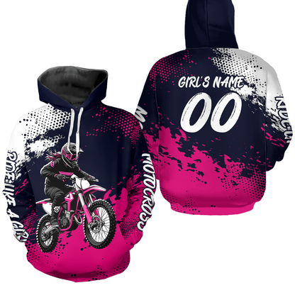 Pink Motocross Hoodie Custom for Women Men Adult Dirt Bike Racing Hoodie Shirt MH477