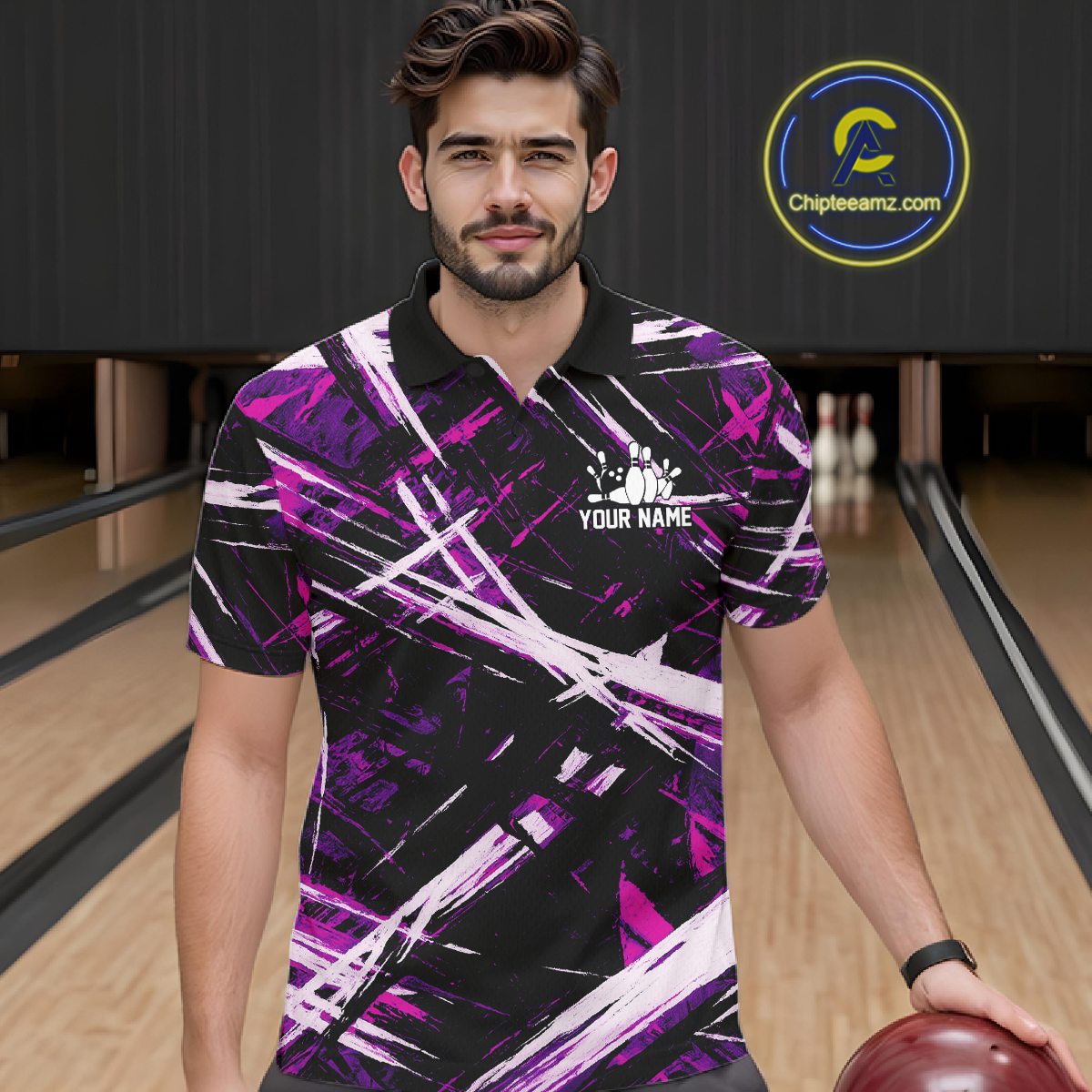 Custom Purple Bowling Shirts for Team Women Men Bowling Polo and 1/4 Zip Shirt MBL228