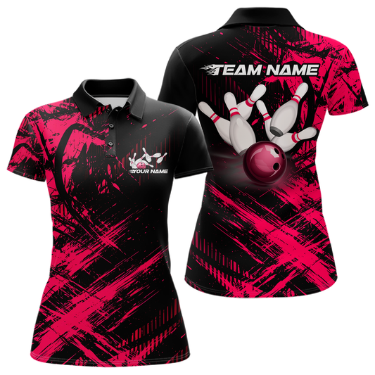 Custom Pink Bowling Shirts for Team Women Men Bowling Polo&1/4 Zip Shirt for Couple MBL233