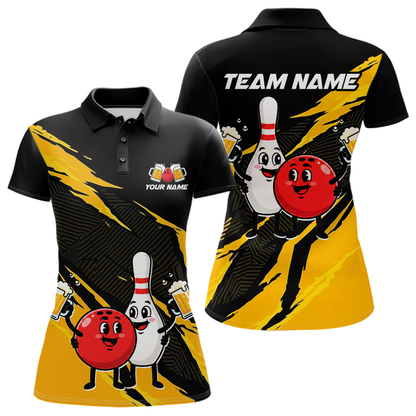 Yellow Funny Beer Bowling Shirts Beer Bowling Jersey Team Women Men Bowl League MBL258