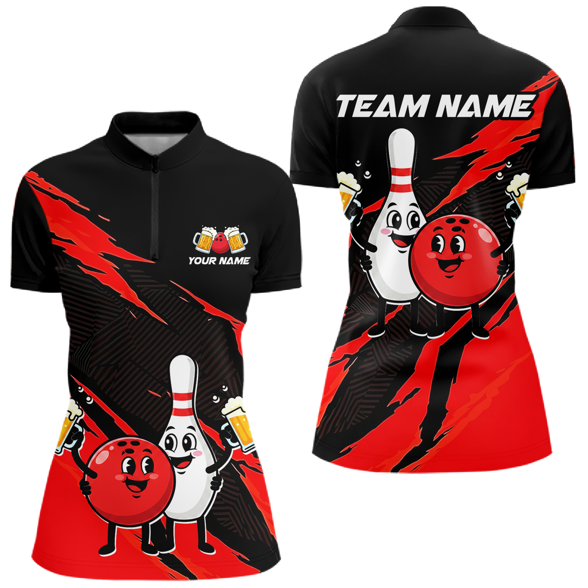 Red Funny Beer Bowling Shirts Beer Bowling Jersey Team Women Men Bowl League MBL258
