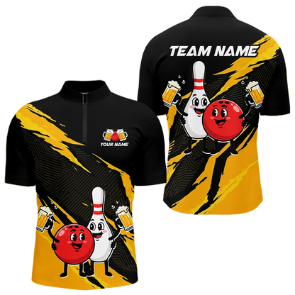 Yellow Funny Beer Bowling Shirts Beer Bowling Jersey Team Women Men Bowl League MBL258