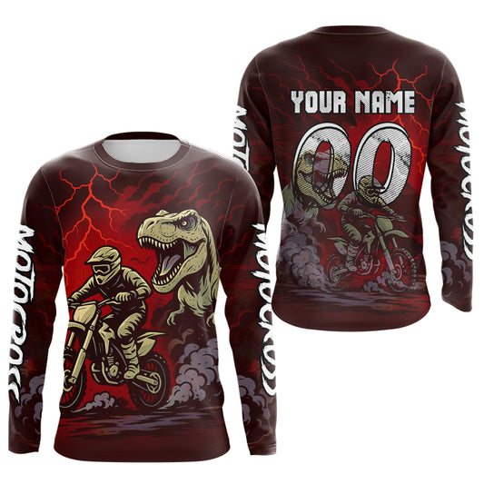 Red Dinosaur Motocross Jersey Dirt Bike Shirts for Men Kid Women Racing Jersey XM414