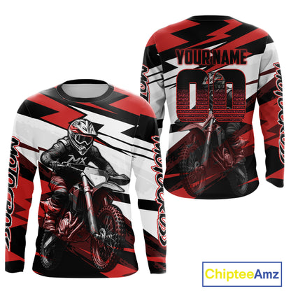 Red and Black Custom Motocross Jersey Men Women Kid Dirt Bike Motorcycle Shirt XM455