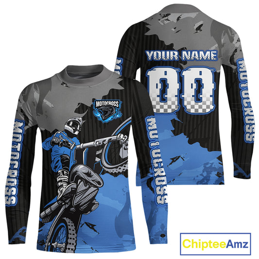 Blue Custom Motocross Racing Jersey for Kid Men Women Dirt Bike Shirts Moto Shirt XM478