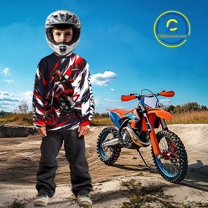 Custom Motocross Jersey for Men Kid Women Dirt Bike Jersey Red&Black Riding Shirt XM481