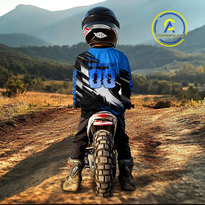 Custom Blue Motocross Jersey Men Kid Women Dirt Bike Jersey Motorcycle Riding Shirt XM486