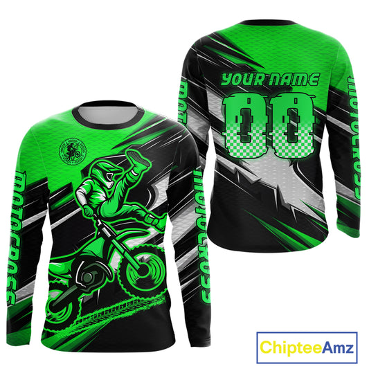 Custom Green Motocross Jersey Men Kid Women Dirt Bike Jersey Motorcycle Riding Shirt XM486