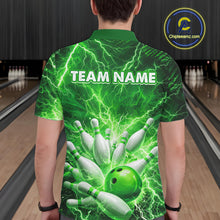 Load image into Gallery viewer, Green Lightning Bowling Shirts for Team Women Men Custom Bowling Polo &amp; 1/4 Zip Shirt MBL241