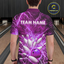 Load image into Gallery viewer, Purple Lightning Bowling Shirts for Team Women Men Custom Bowling Polo &amp; 1/4 Zip Shirt MBL241