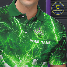 Load image into Gallery viewer, Green Lightning Bowling Shirts for Team Women Men Custom Bowling Polo &amp; 1/4 Zip Shirt MBL241