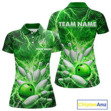 Load image into Gallery viewer, Green Lightning Bowling Shirts for Team Women Men Custom Bowling Polo &amp; 1/4 Zip Shirt MBL241