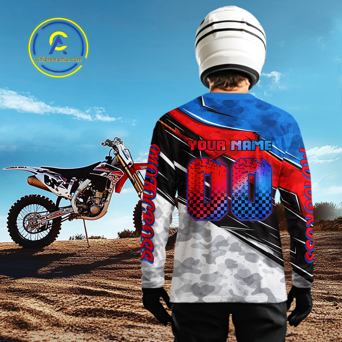 Blue and Red Motocross Jersey Custom Dirt Bike Shirts Men Kid Women Riding Shirt XM489