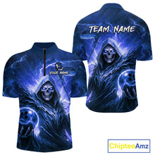 Load image into Gallery viewer, Blue Bowling Shirts for Team Women Men Custom Death Bowling Jersey Bowl League MBL248