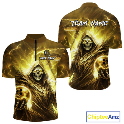 Yellow Bowling Shirts for Team Women Men Custom Death Bowling Jersey Bowl League MBL248