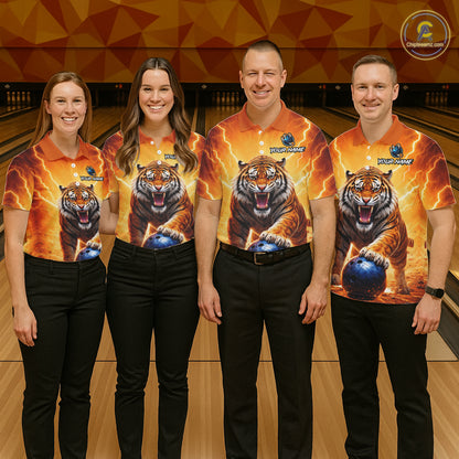 Custom Thunder Tiger Bowling Jersey for Men Bowling Team Shirts Bowling League Polo & 1/4 Zip HNT483