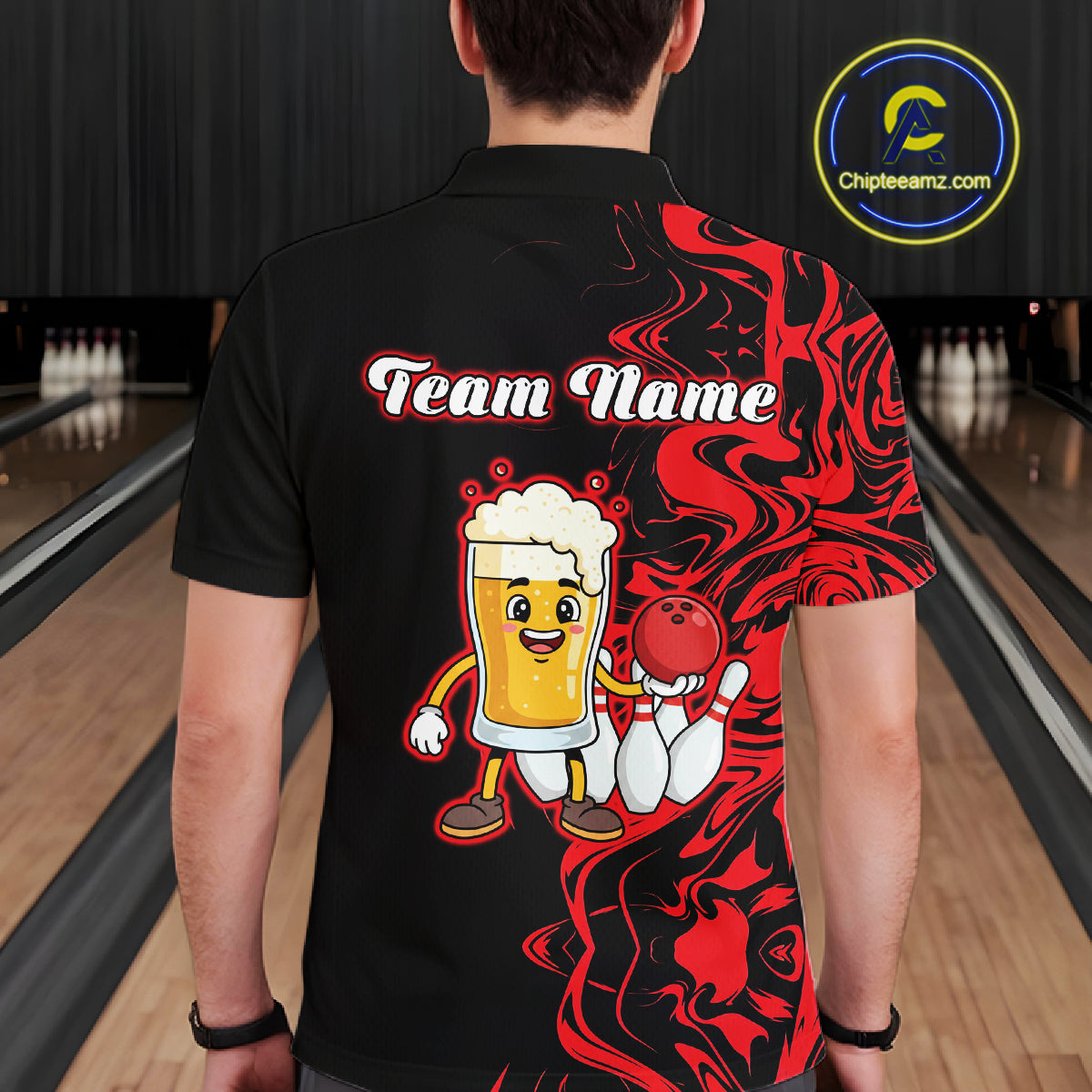 Funny Beer Bowling Shirts Team Women Men Custom Red Bowling Jersey for Bowler MBL250