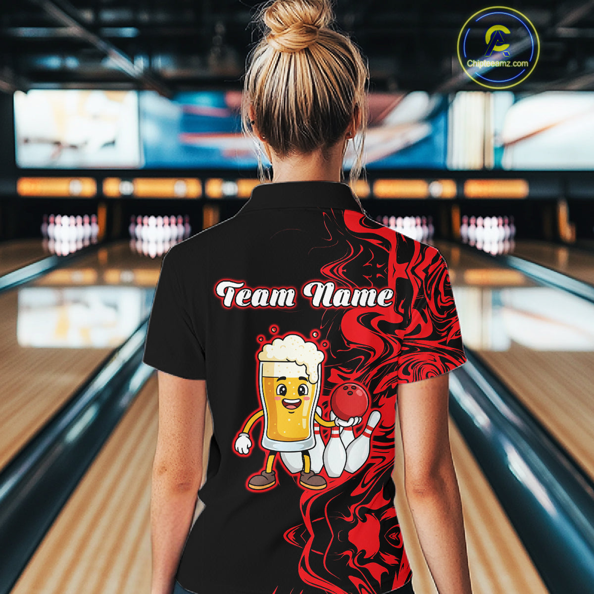 Funny Beer Bowling Shirts Team Women Men Custom Red Bowling Jersey for Bowler MBL250