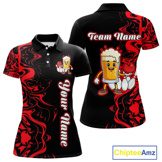 Funny Beer Bowling Shirts Team Women Men Custom Red Bowling Jersey for Bowler MBL250