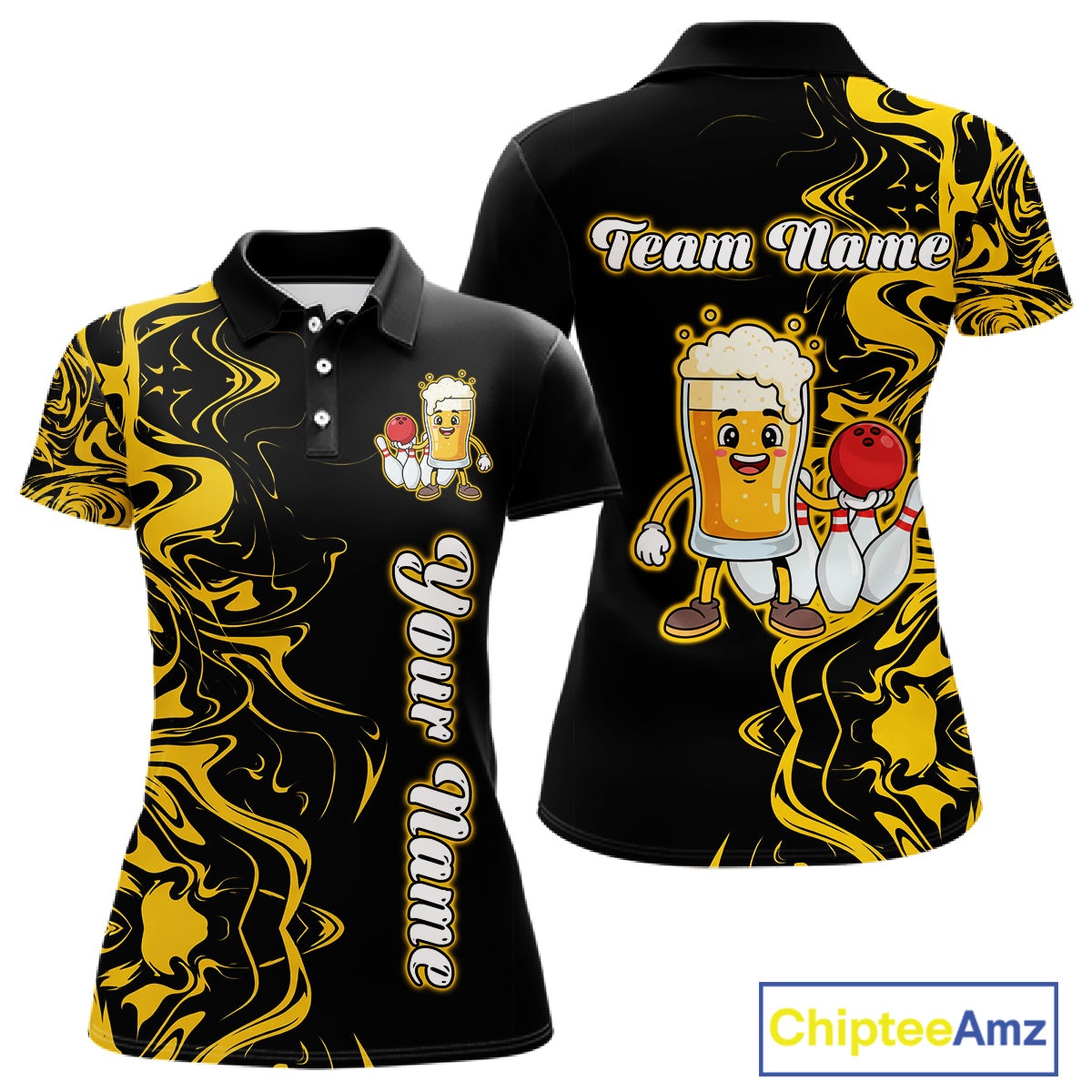 Funny Beer Bowling Shirts Team Women Men Custom Yellow Bowling Jersey for Bowler MBL250