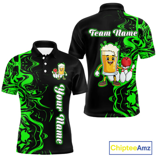 Funny Beer Bowling Shirts Team Women Men Custom Green Bowling Jersey for Bowler MBL250