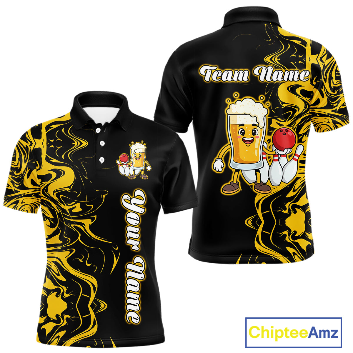 Funny Beer Bowling Shirts Team Women Men Custom Yellow Bowling Jersey for Bowler MBL250