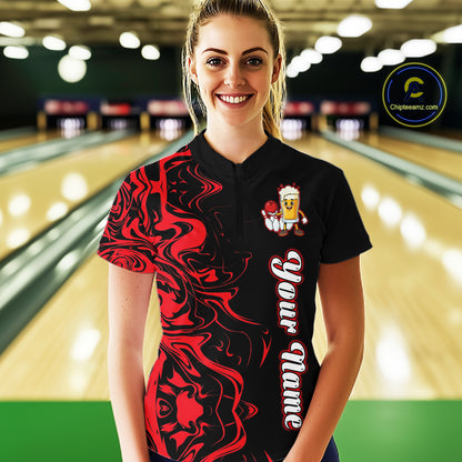 Funny Beer Bowling Shirts Team Women Men Custom Red Bowling Jersey for Bowler MBL250