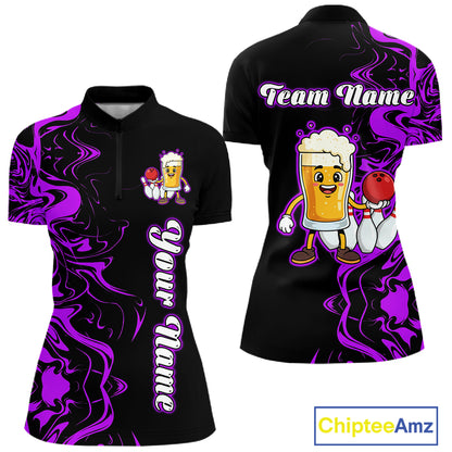 Funny Beer Bowling Shirts Team Women Men Custom Purple Bowling Jersey for Bowler MBL250