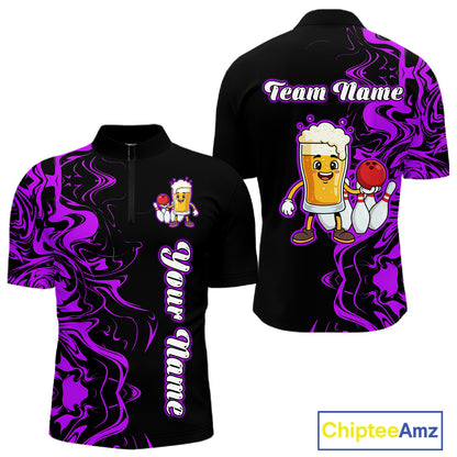 Funny Beer Bowling Shirts Team Women Men Custom Purple Bowling Jersey for Bowler MBL250
