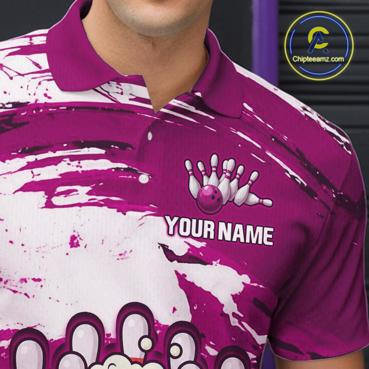 Pink Funny Beer Bowling Shirts for Women Men Team Bowling Polo&1/4 Zip Bowl League MBL253