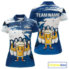 Load image into Gallery viewer, Blue Funny Beer Bowling Shirts for Women Men Team Bowling Polo&amp;1/4 Zip Bowl League MBL253