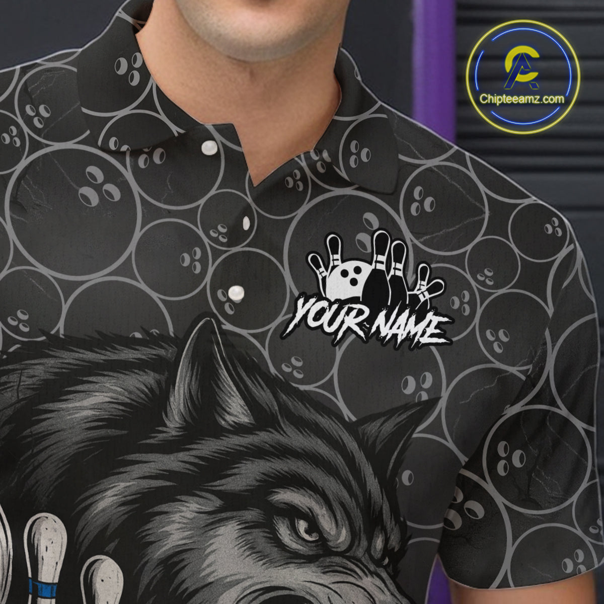 Gray Wolf Bowling Shirts for Team Women Men Wolf Bowling Jerseys Custom MBL198