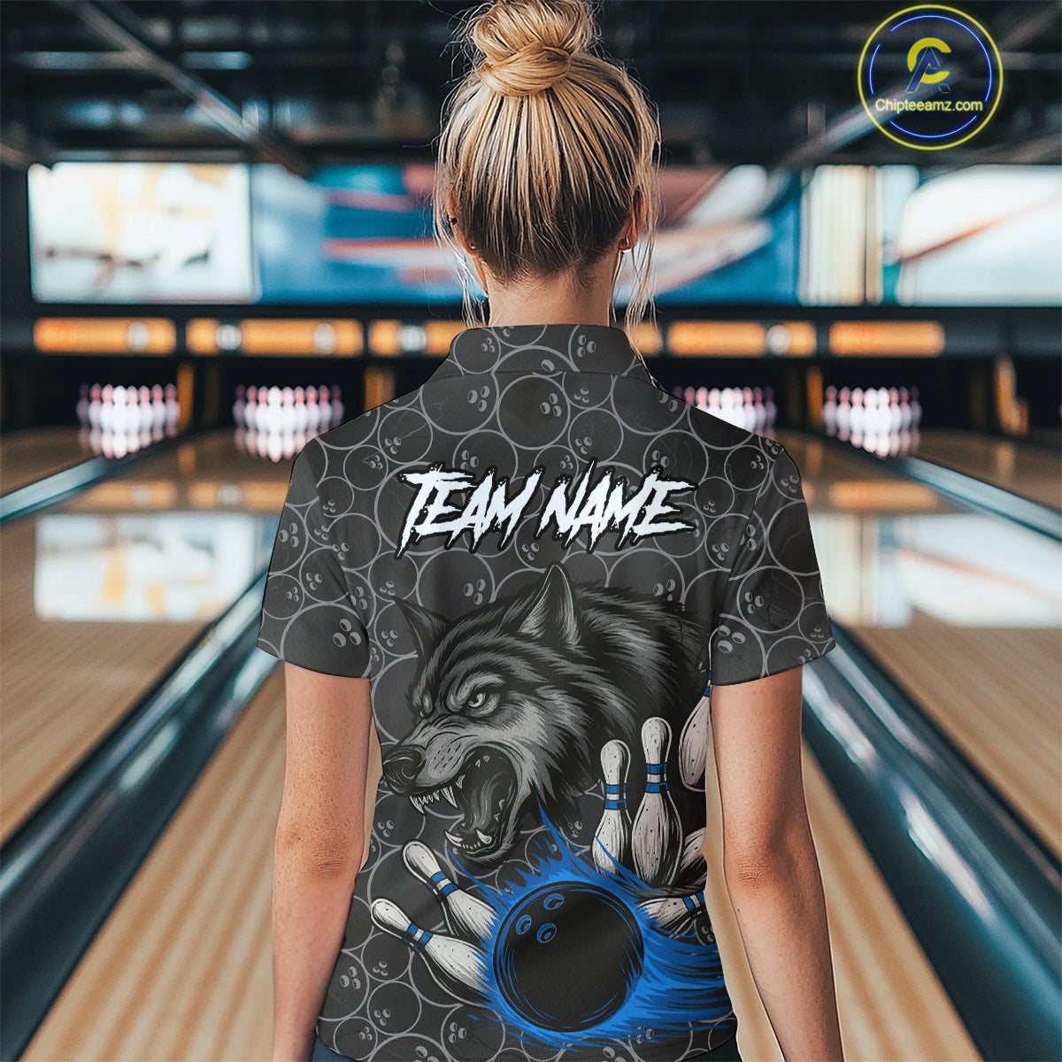 Gray Wolf Bowling Shirts for Team Women Men Wolf Bowling Jerseys Custom MBL198