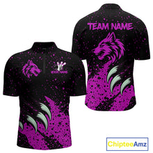 Load image into Gallery viewer, Pink Wolf Bowling Shirts for Team Men Women Custom Bowling Jerseys for Bowlers MBL205