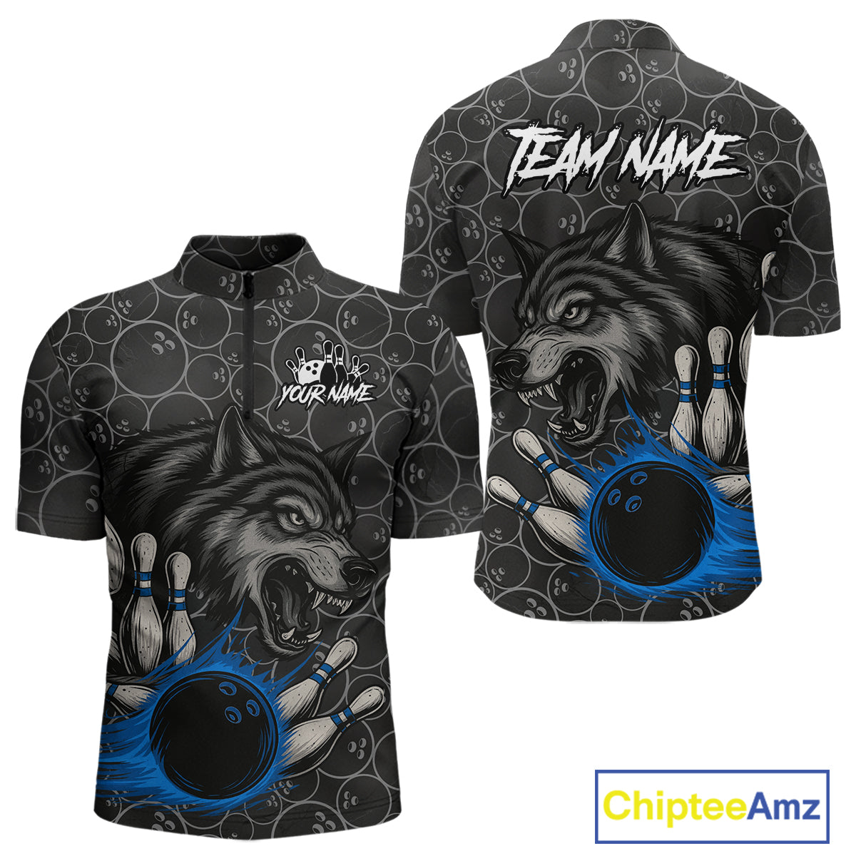 Gray Wolf Bowling Shirts for Team Women Men Wolf Bowling Jerseys Custom MBL198