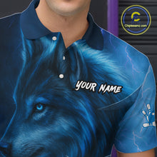 Load image into Gallery viewer, Blue Wolf Bowling Shirts for Team Men Women Custom Wolf Bowling Jerseys for Couples MBL199